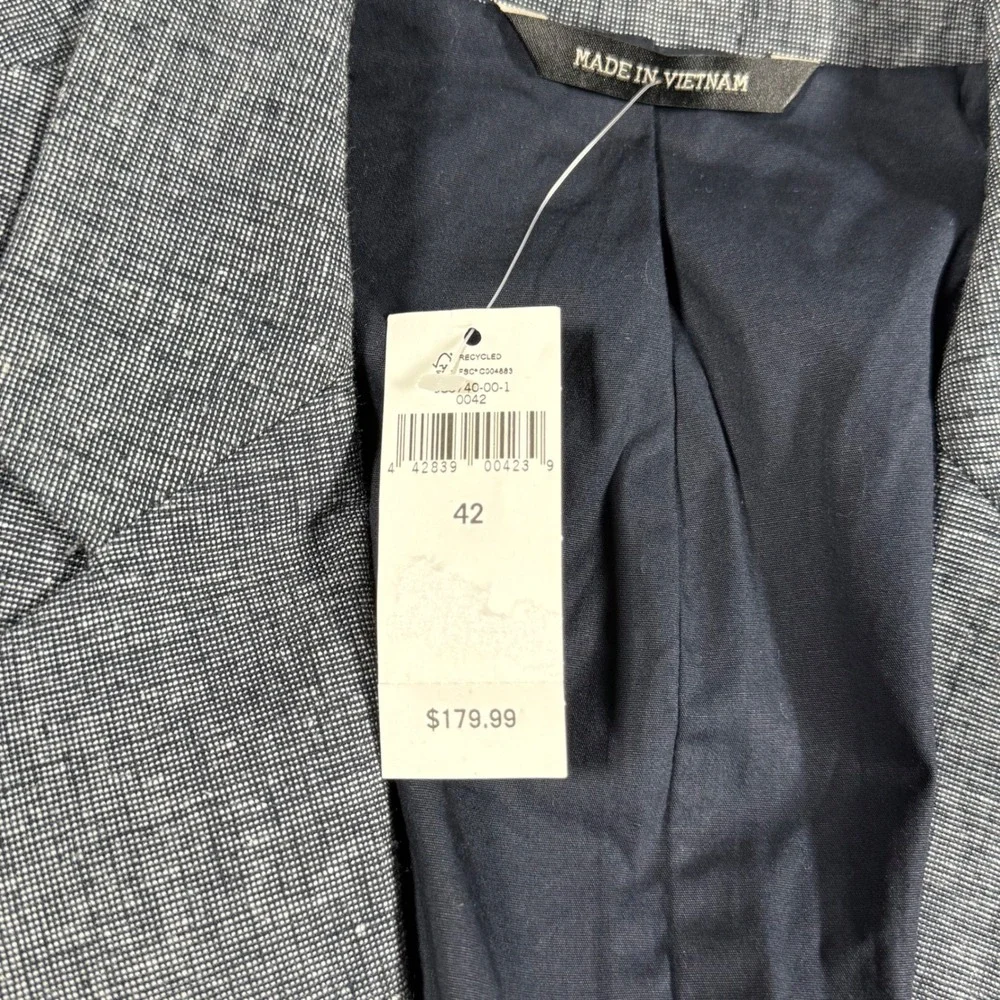 Banana Republic Tailored Slim Fit Linen‎ Cotton Blazer Jacket Grey 42 NEW $180